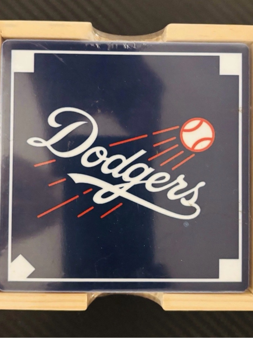 Los Angeles Dodgers Baseball Arco Ceramic Coasters w Wooden Box Set Of 4